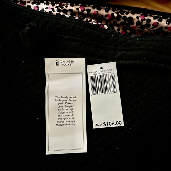 Vera Bradley Hadley On the Go Satchel Black Microfiber EUC - Picture 2 of 7